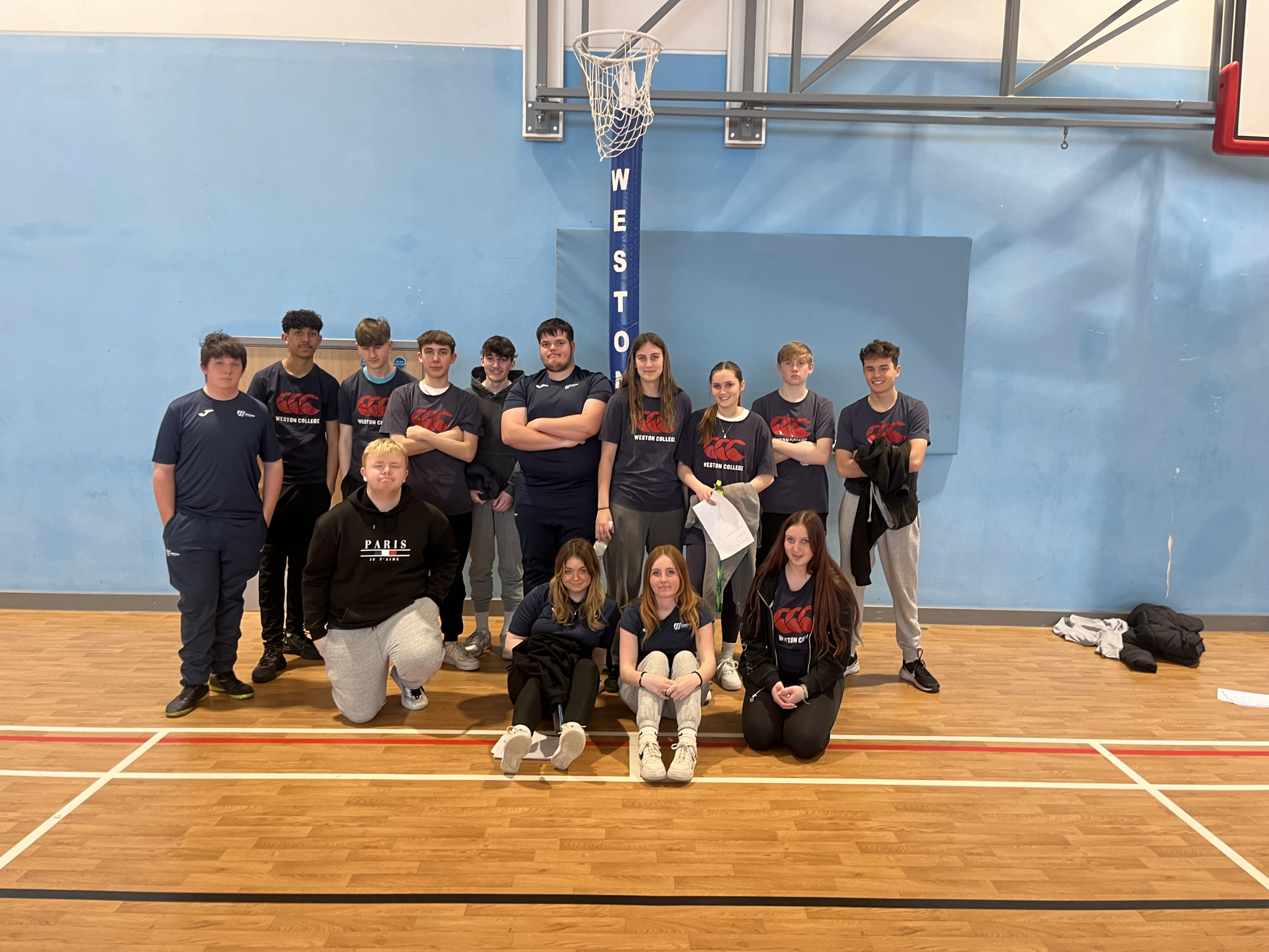 Our level 2 sports students posing for a picture in our sports hall