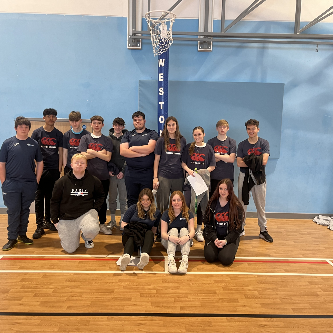 Our level 2 sports students posing for a picture in our sports hall