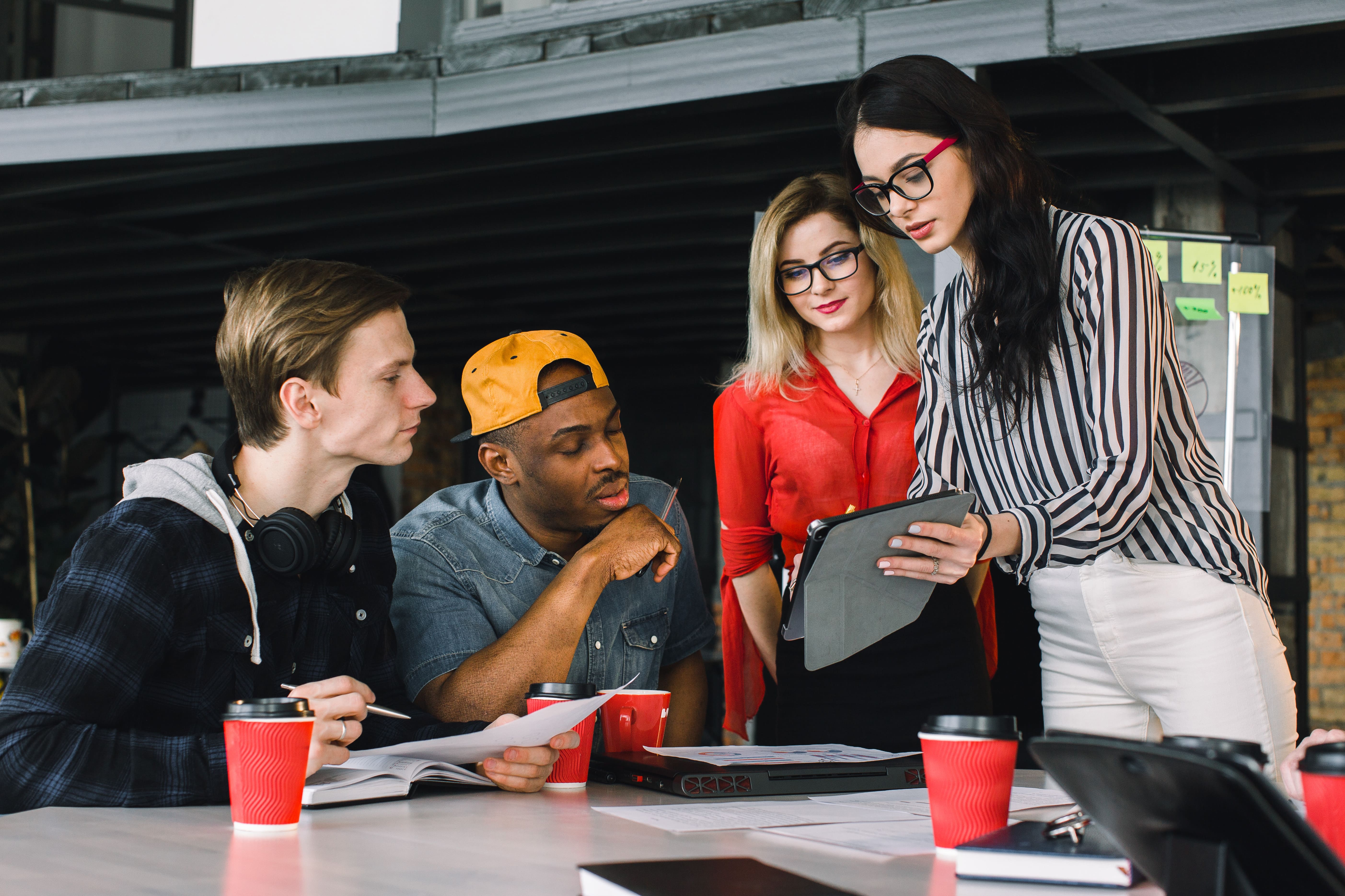 A group of students at work placement