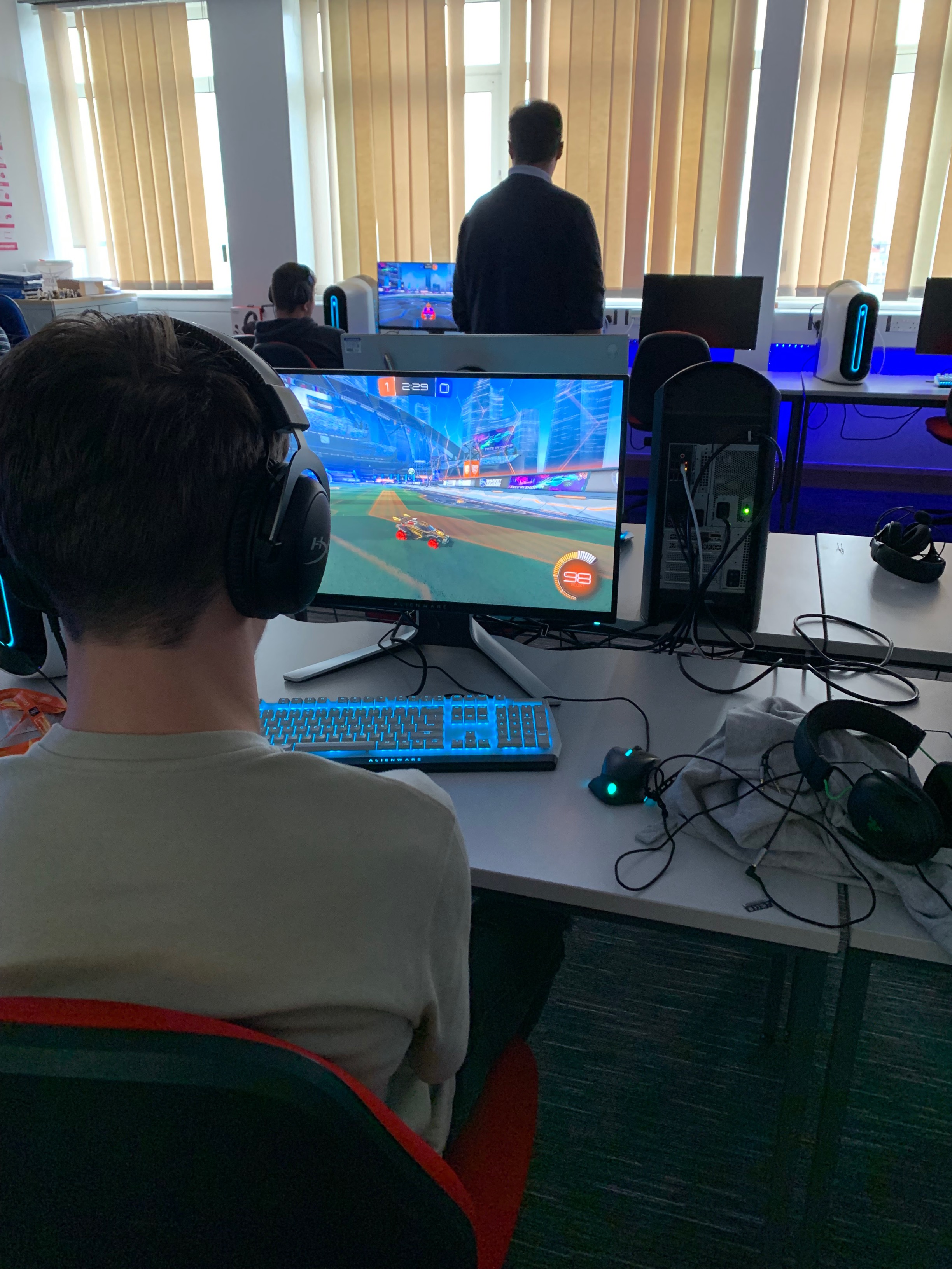 Esports learners on their computers