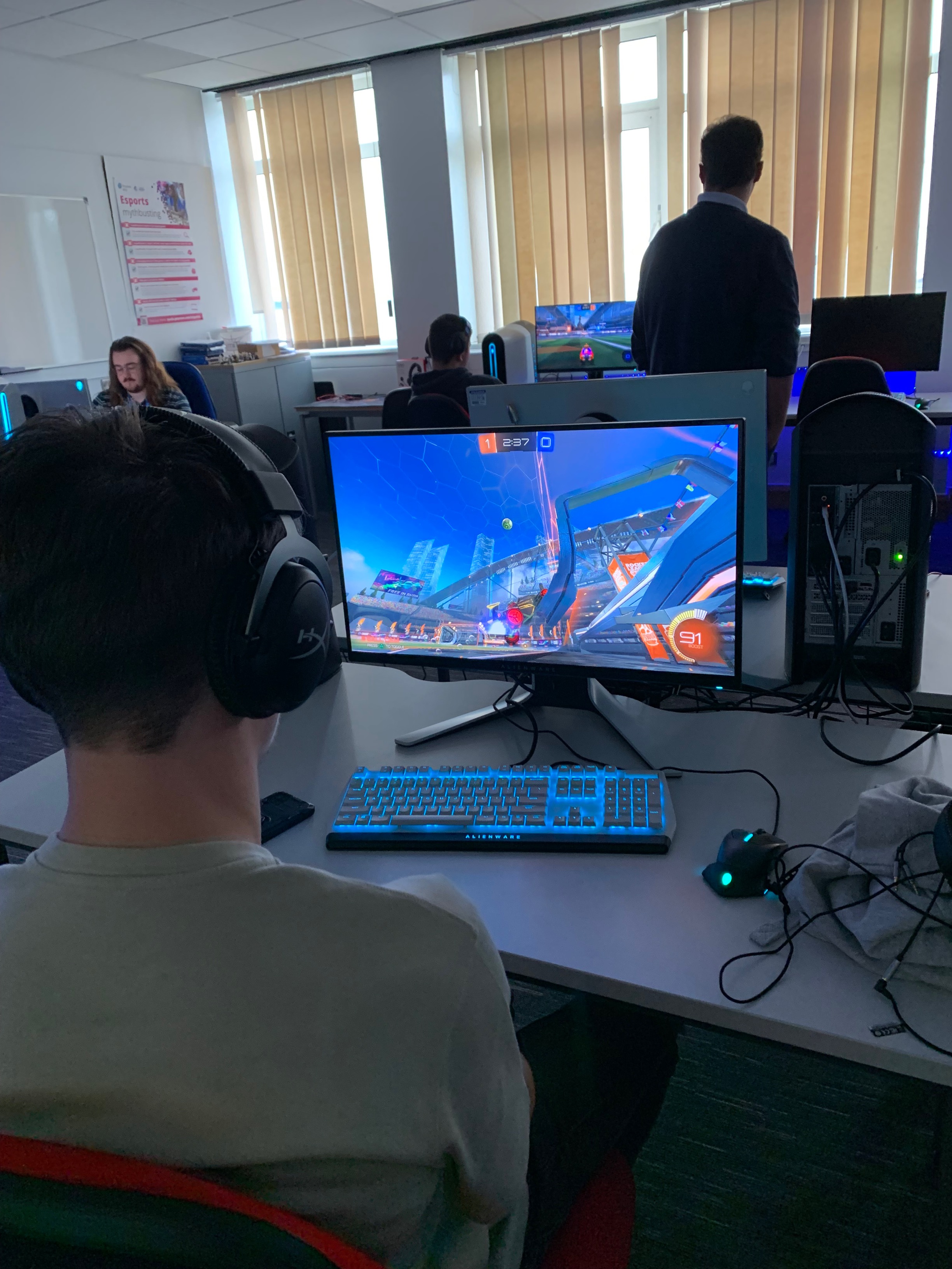 Esports learners on their computers