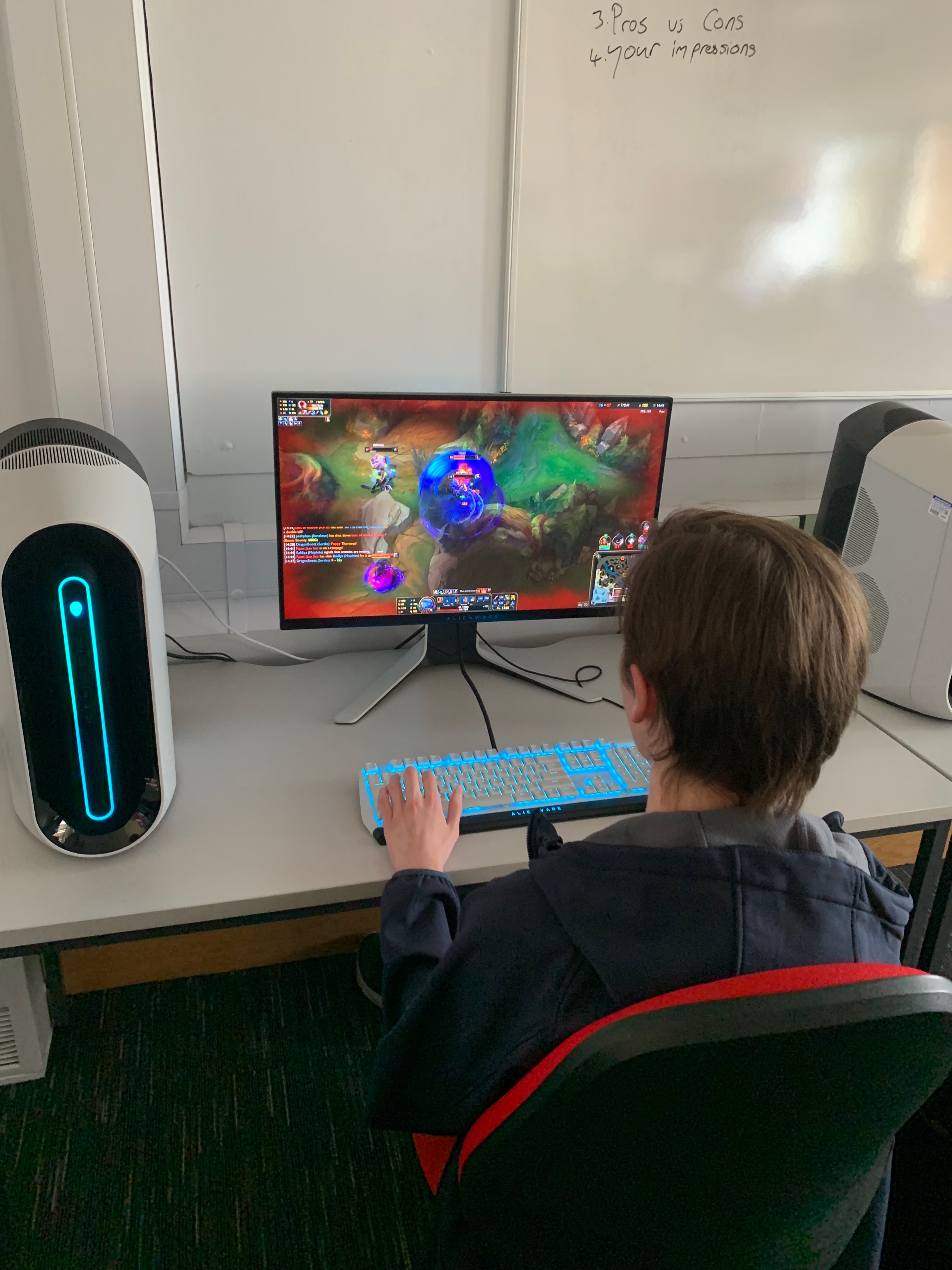 Esports learners on their computers