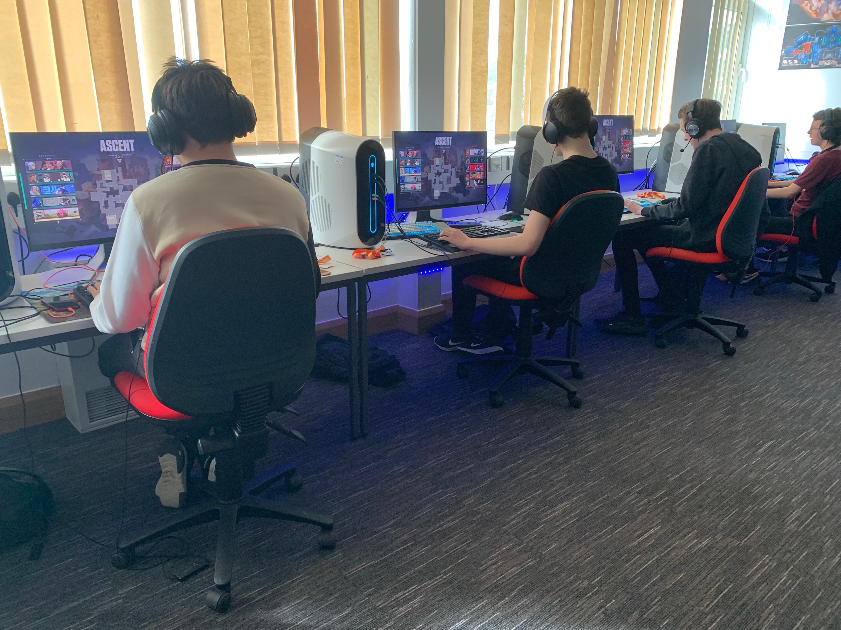 Esports learners on their computers