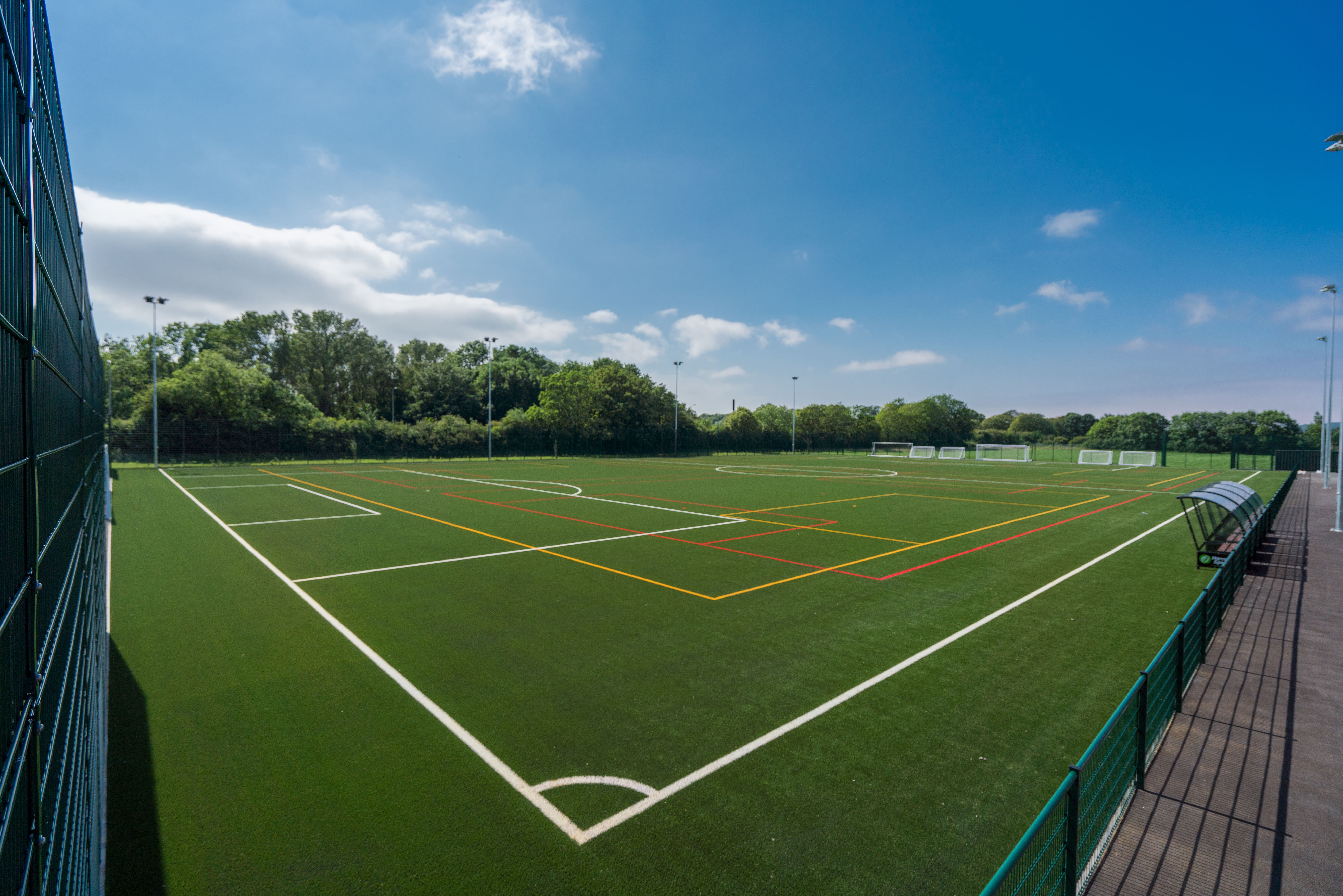 shot of 3g sports pitch from corner perspective 