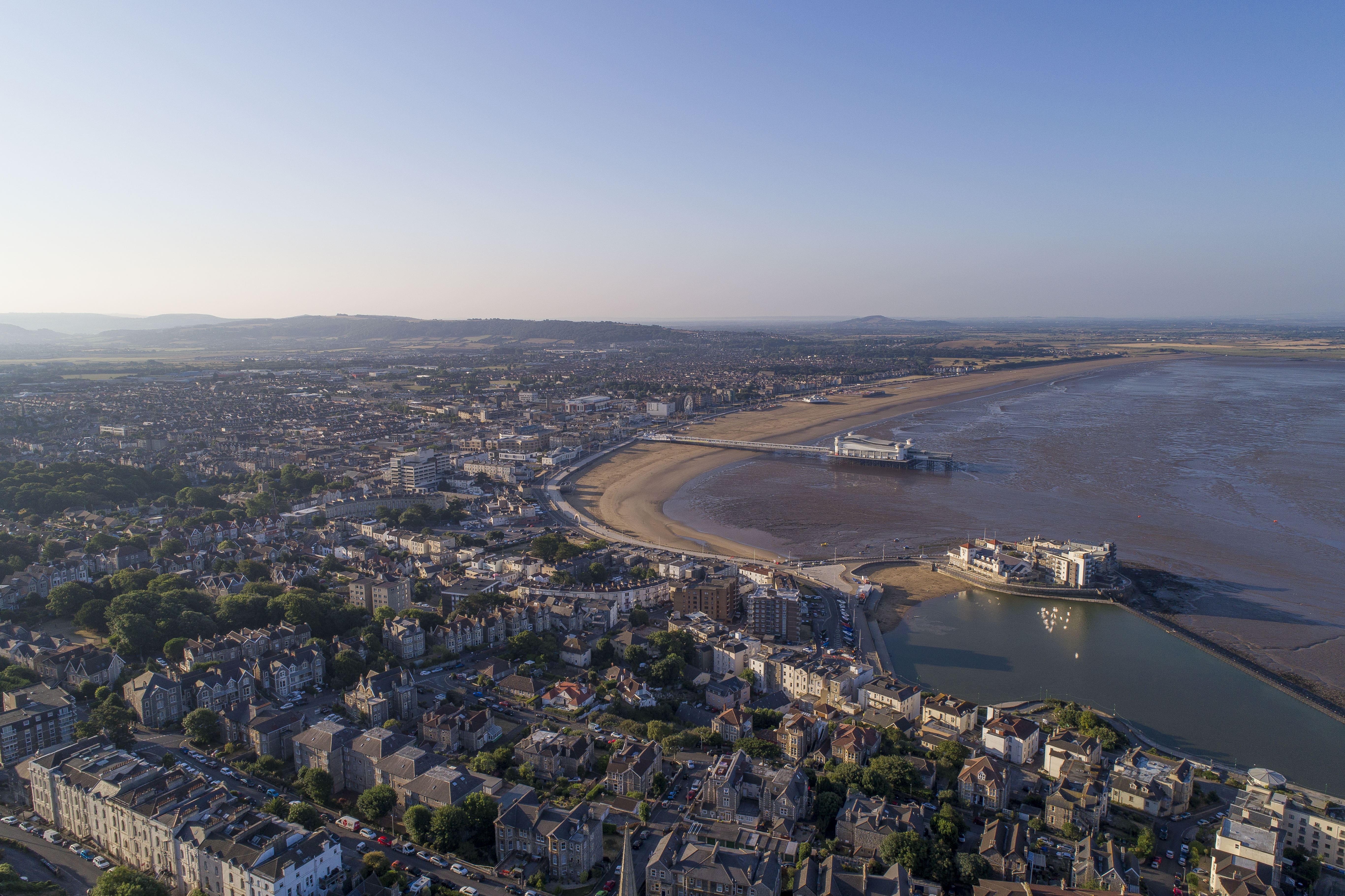 Drone shot of weston super mare