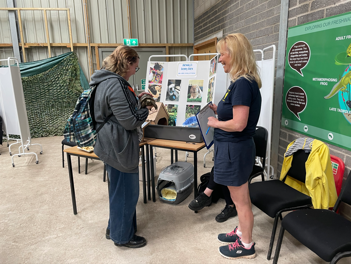 Students talking to employers