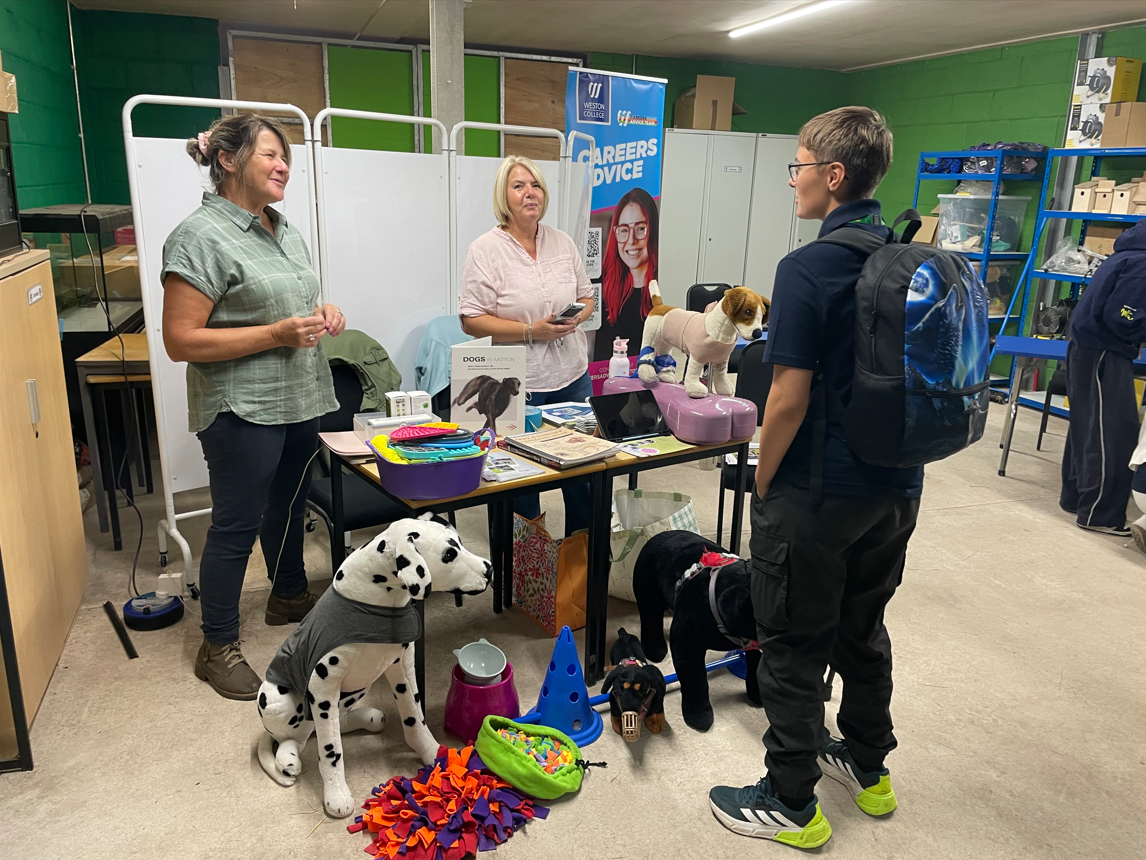 Students talking to employers