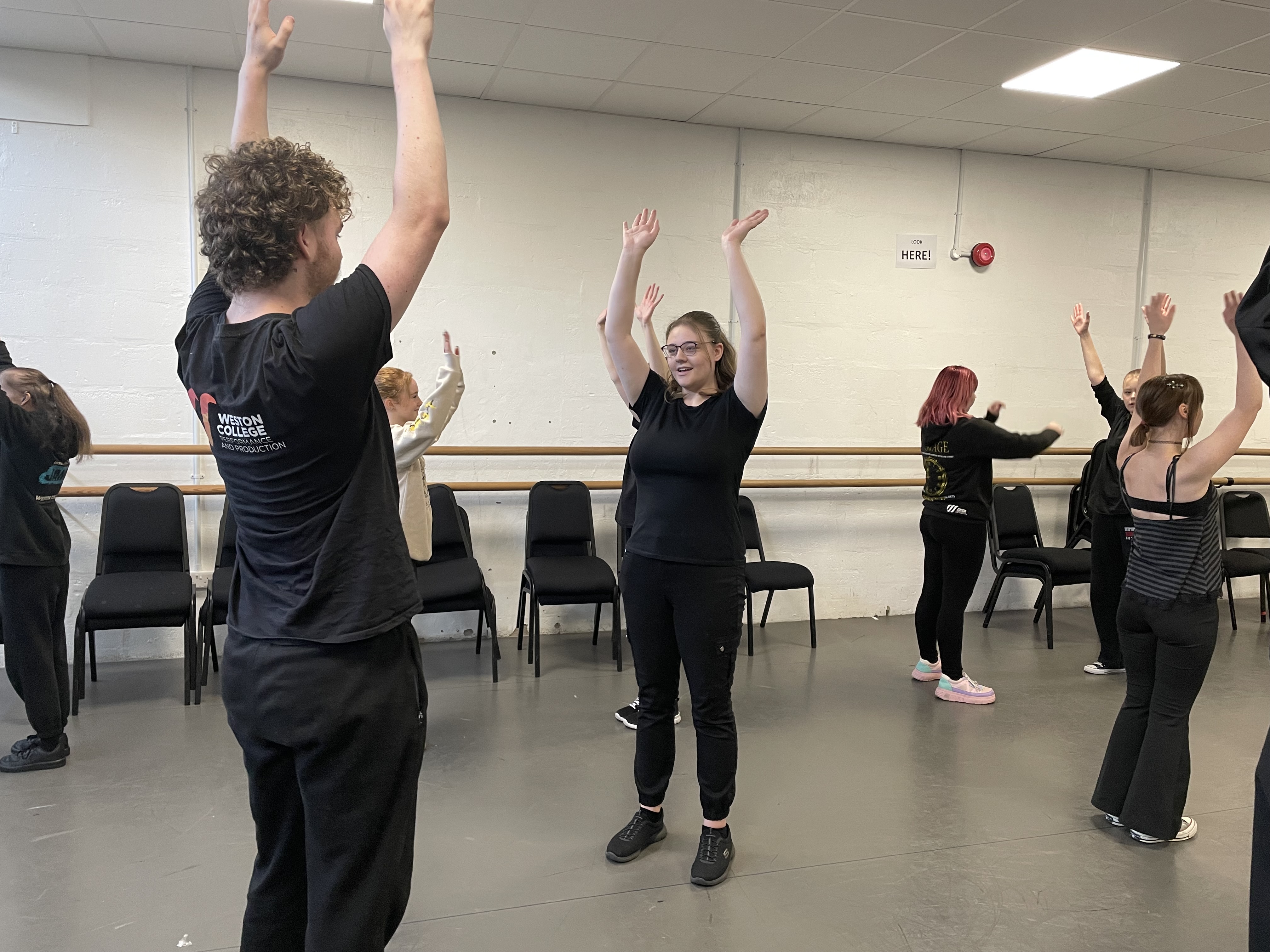 Performing Arts students playing ice breaker games