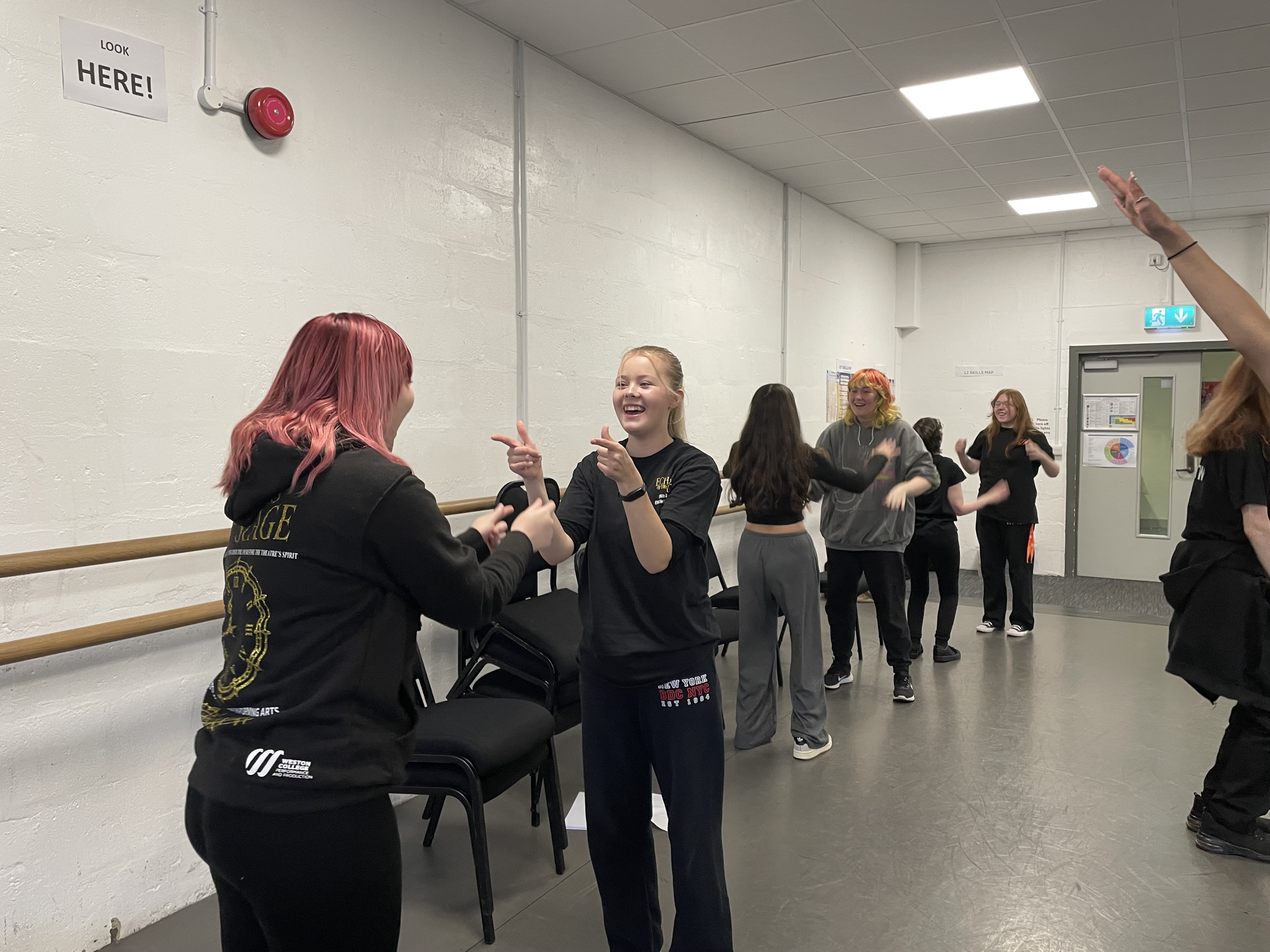 Performing Arts students playing ice breaker games