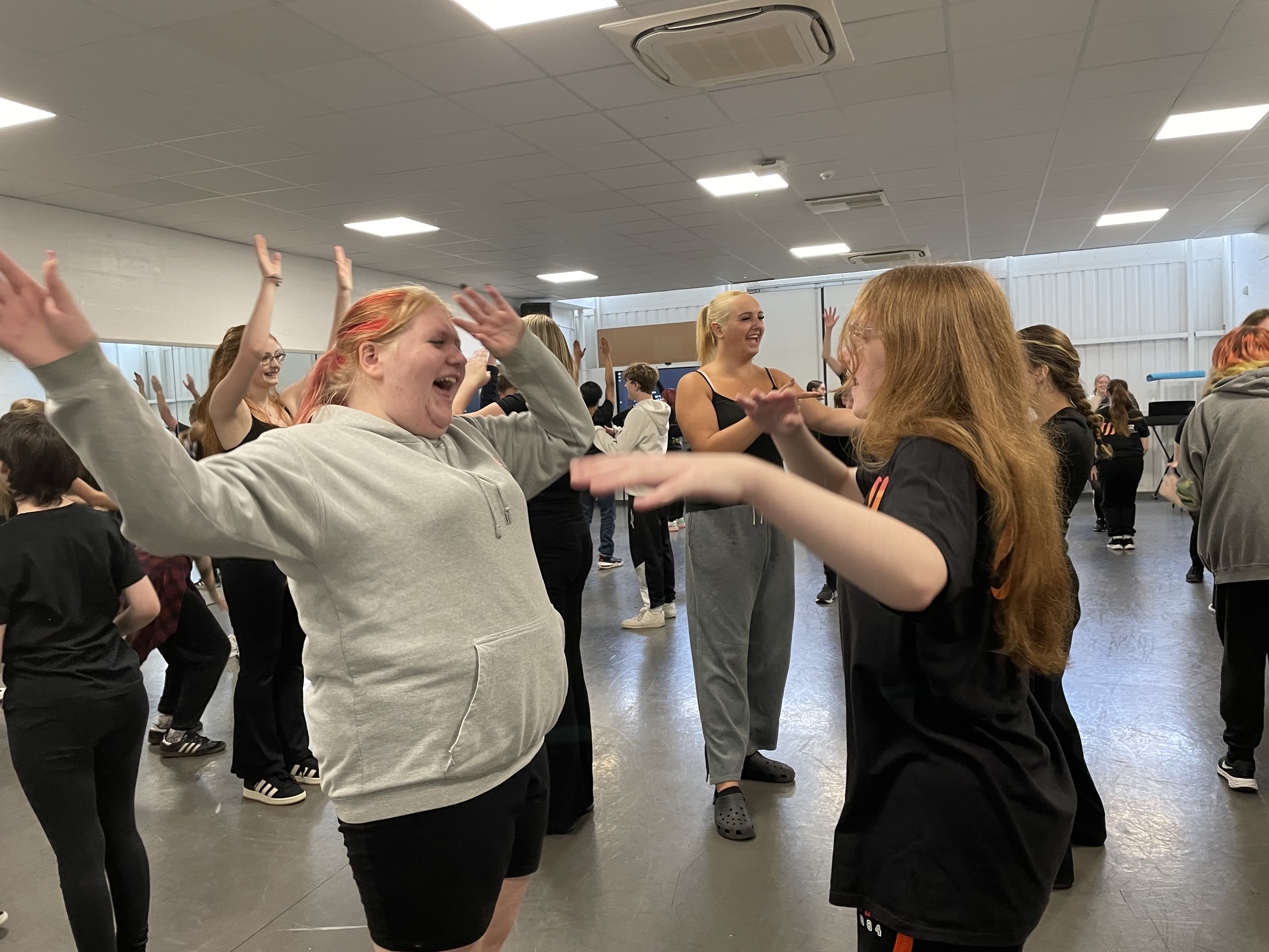 Performing Arts students playing ice breaker games