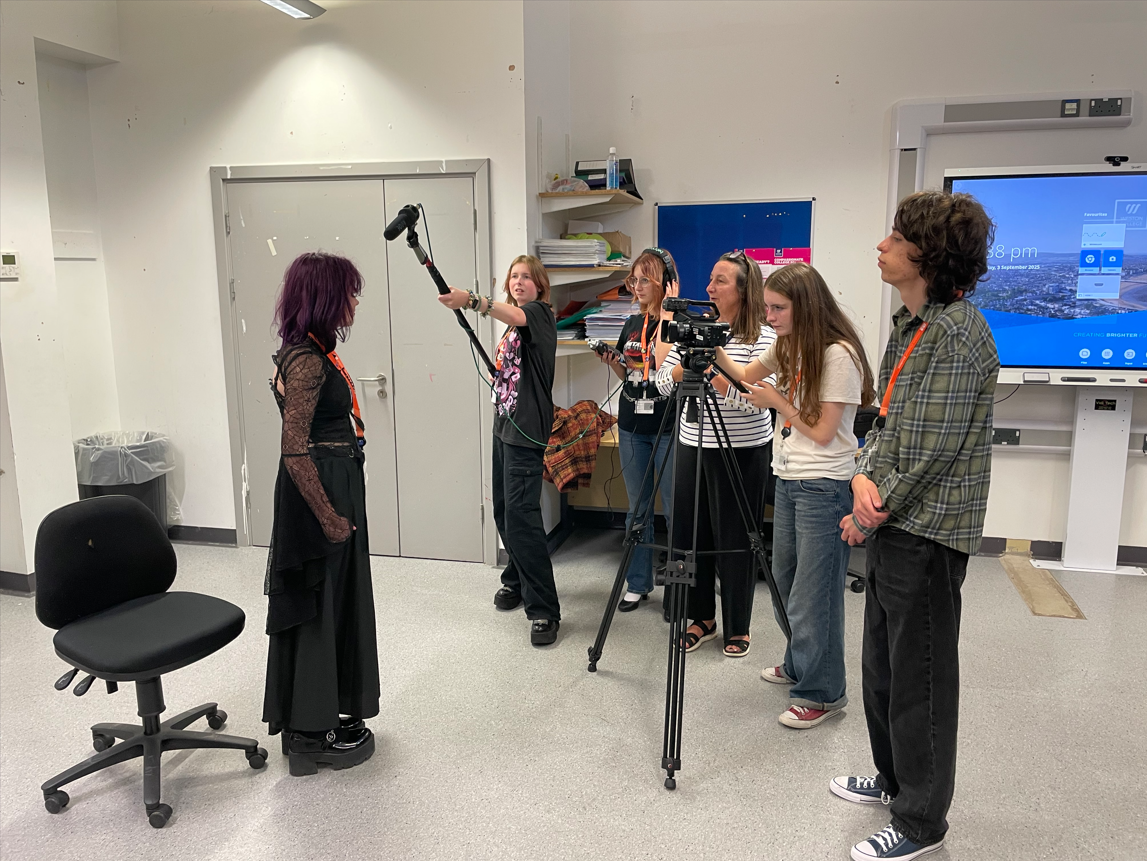 Media students interviewing each other