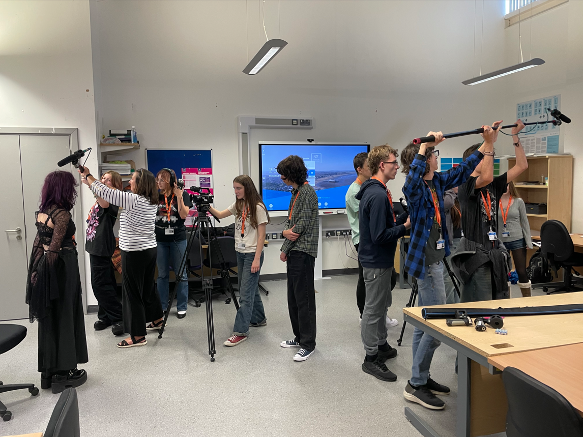 Media students interviewing each other