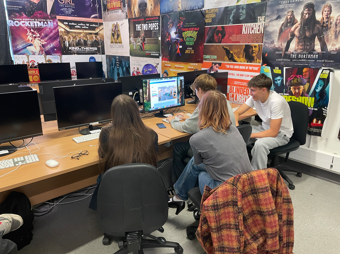 Media students editing their photographs