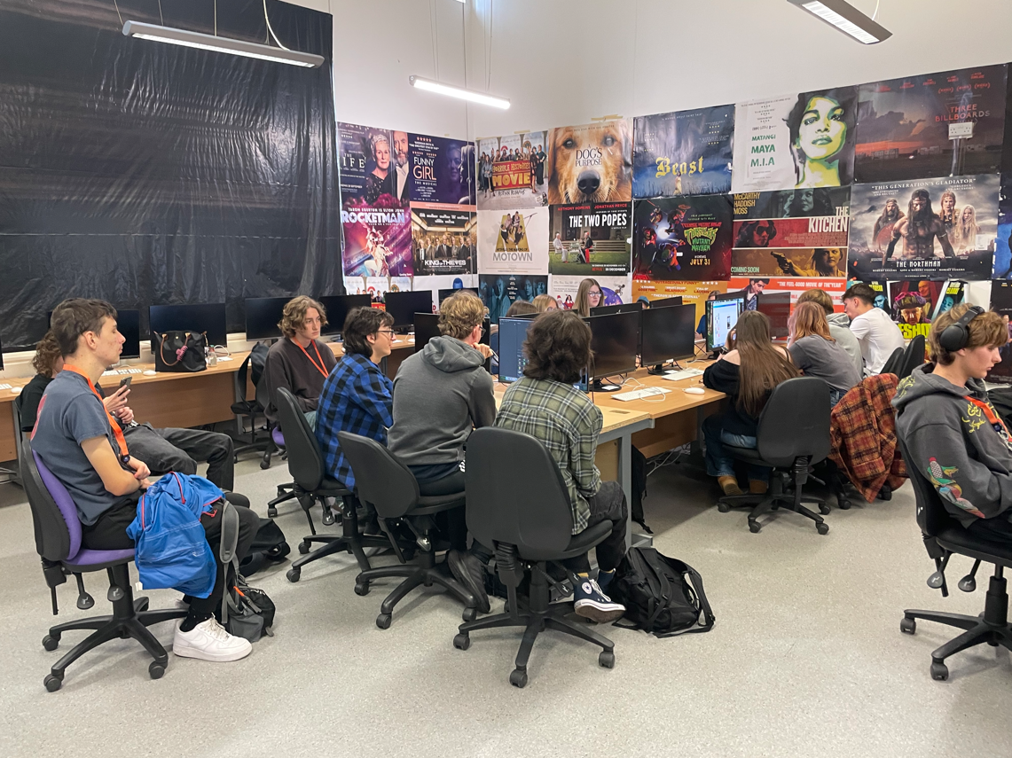 Media students editing their photographs