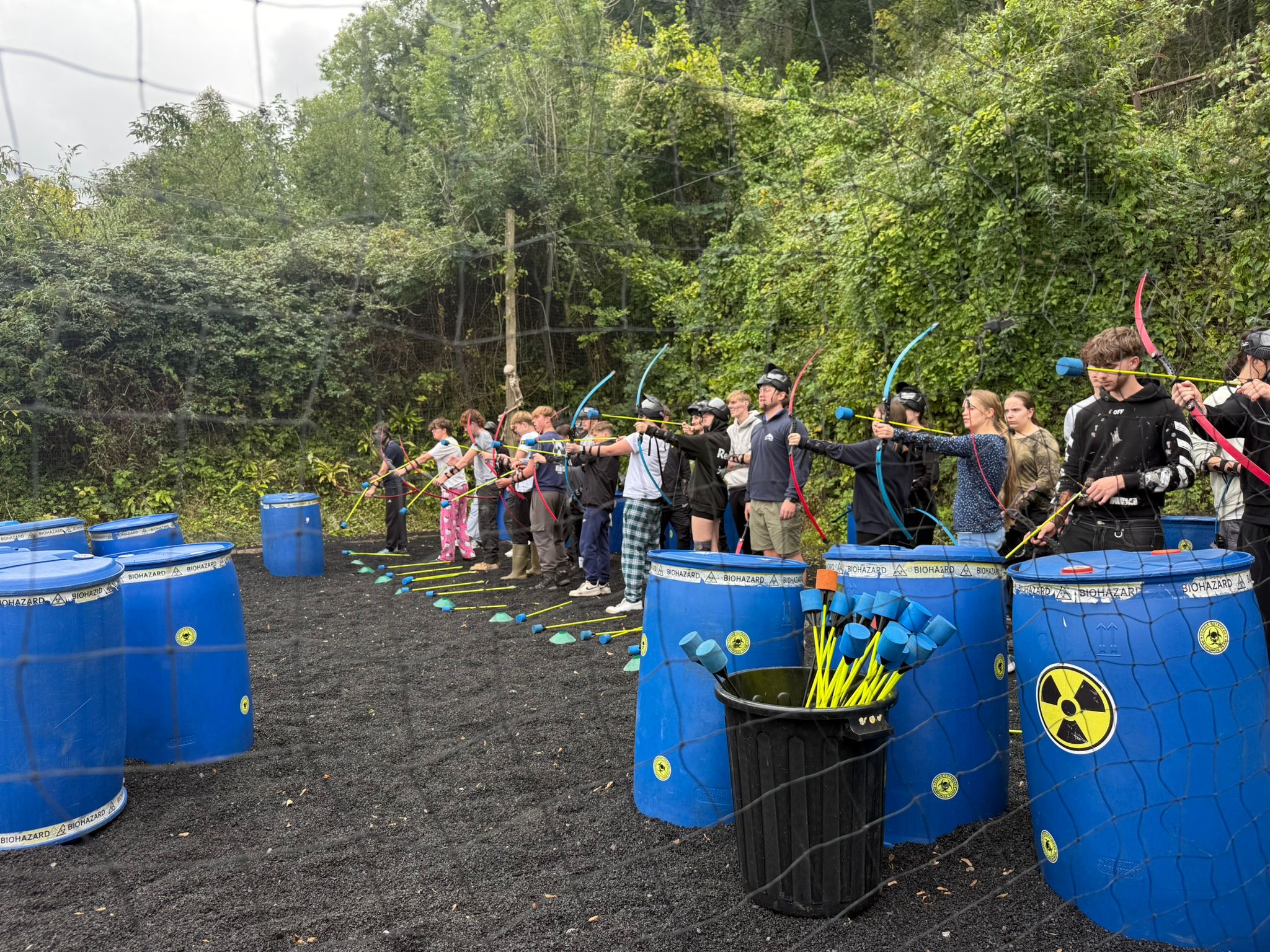 Students doing archery
