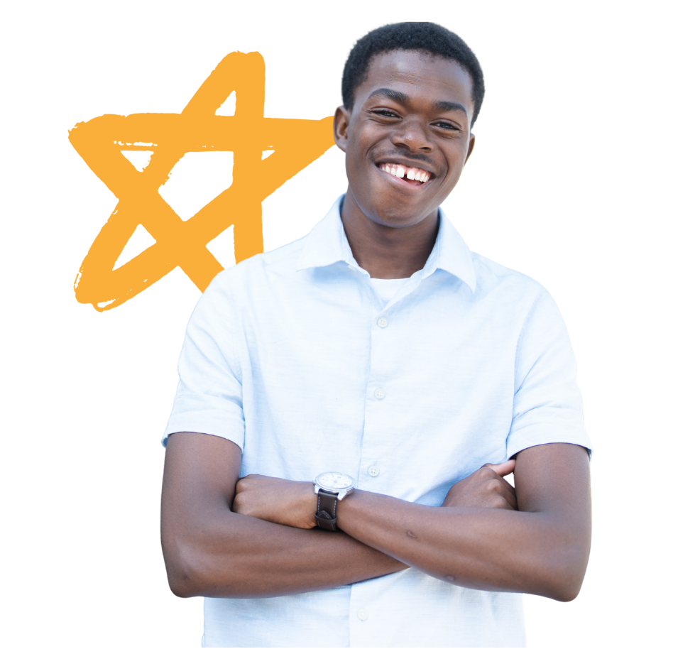 boy smiling with his arms crossed