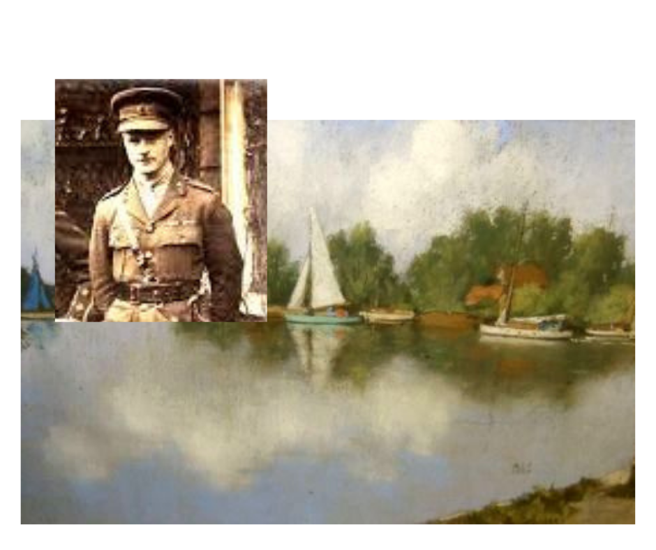 Arthur Lucius Falkland Cary and one of his landscape paintings.