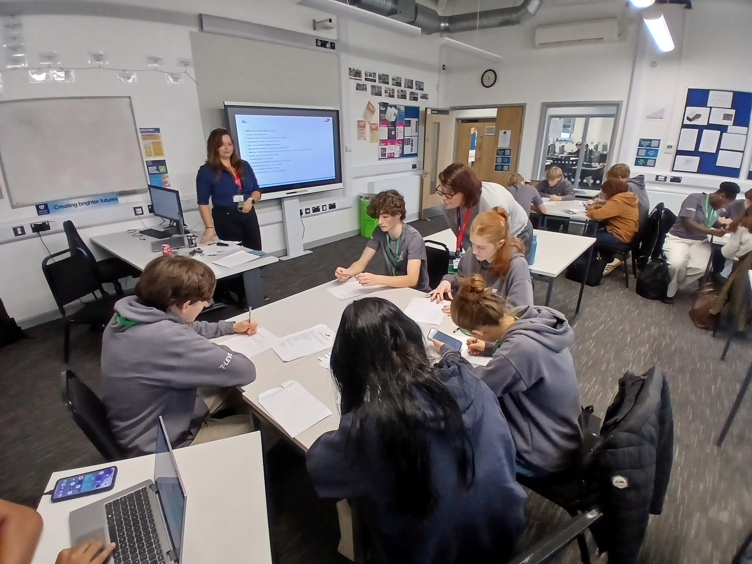 Students sat listening to MD Group CV workshop