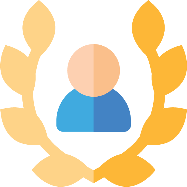 cartoon of person with glod leaves around them