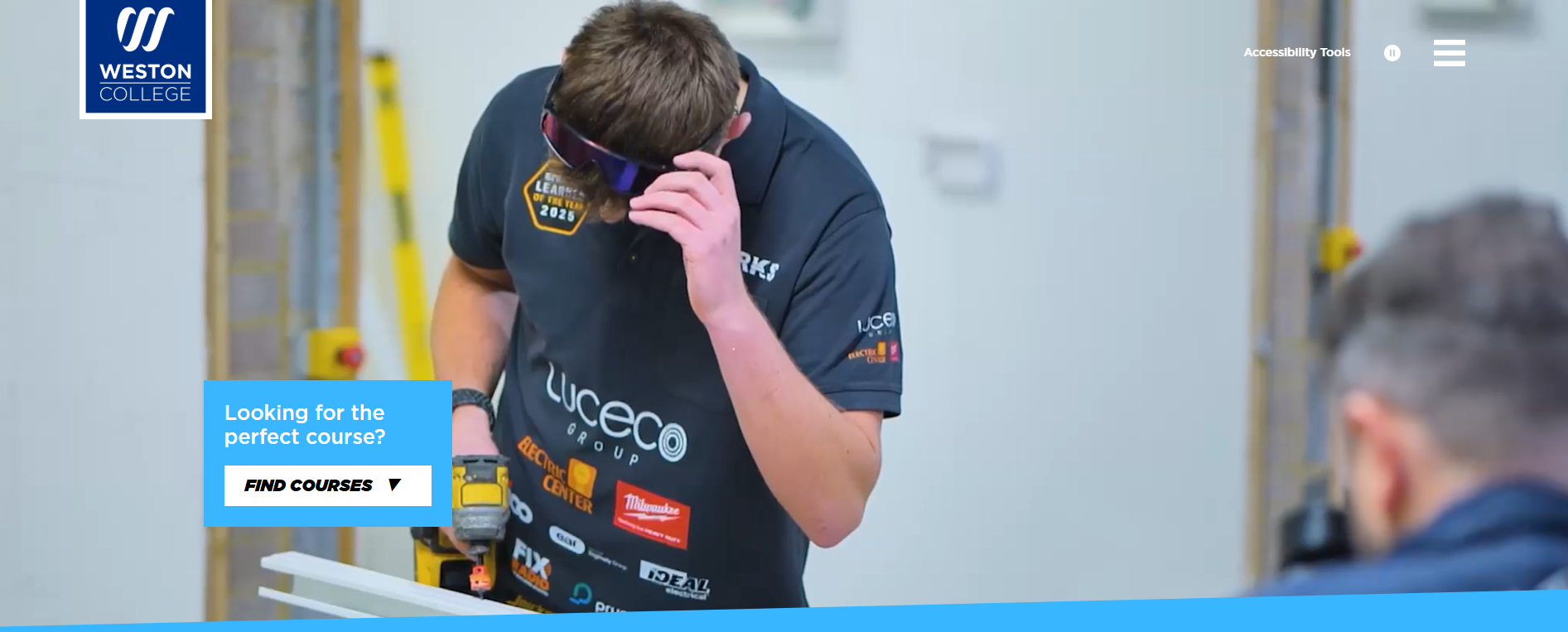 front screen of weston college webiste