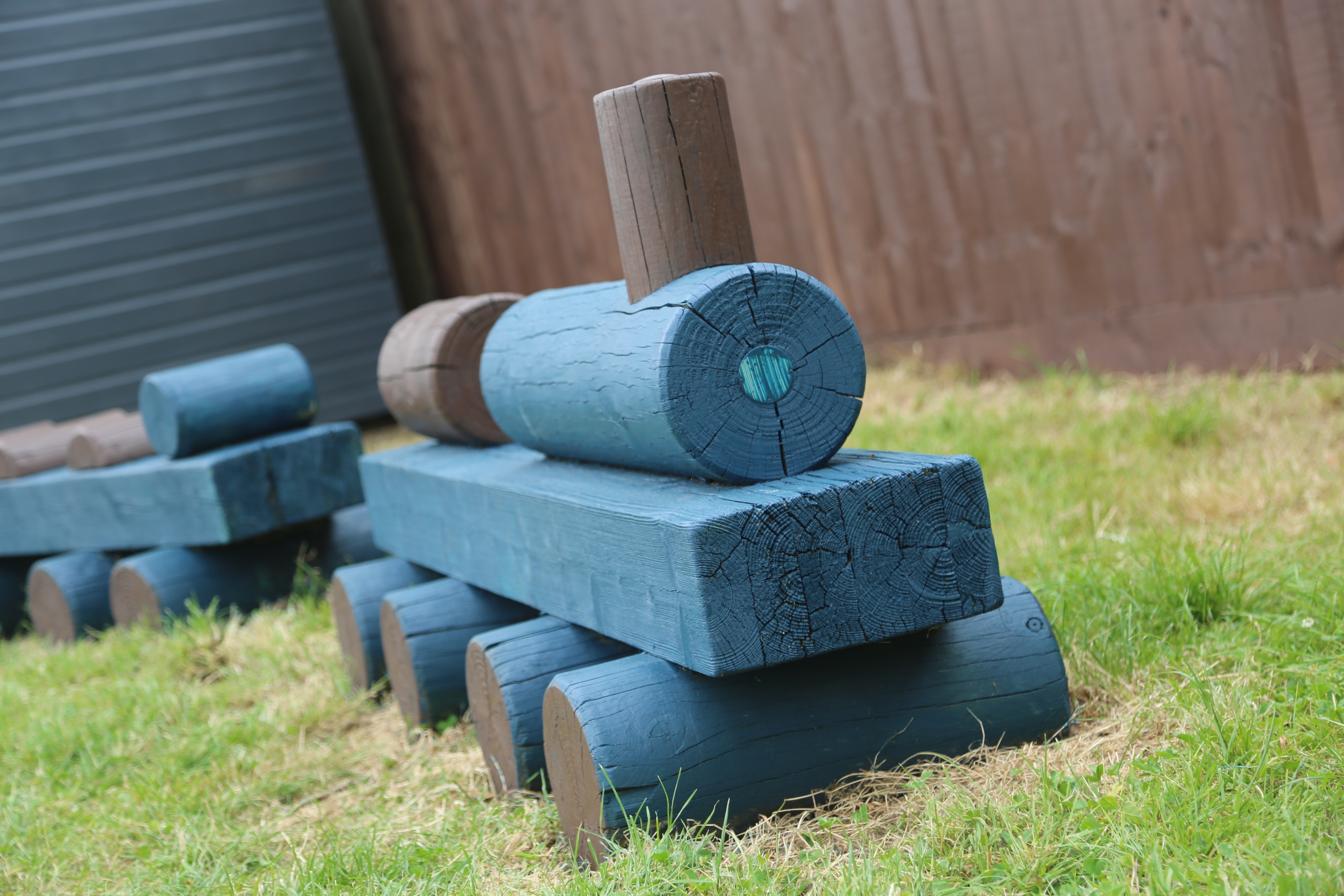 Restored wooden outside toy train