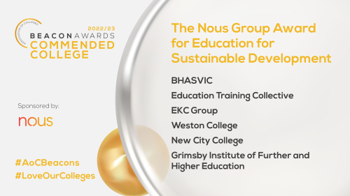 AoC Beacon Award Graphic for Sustainability in Education