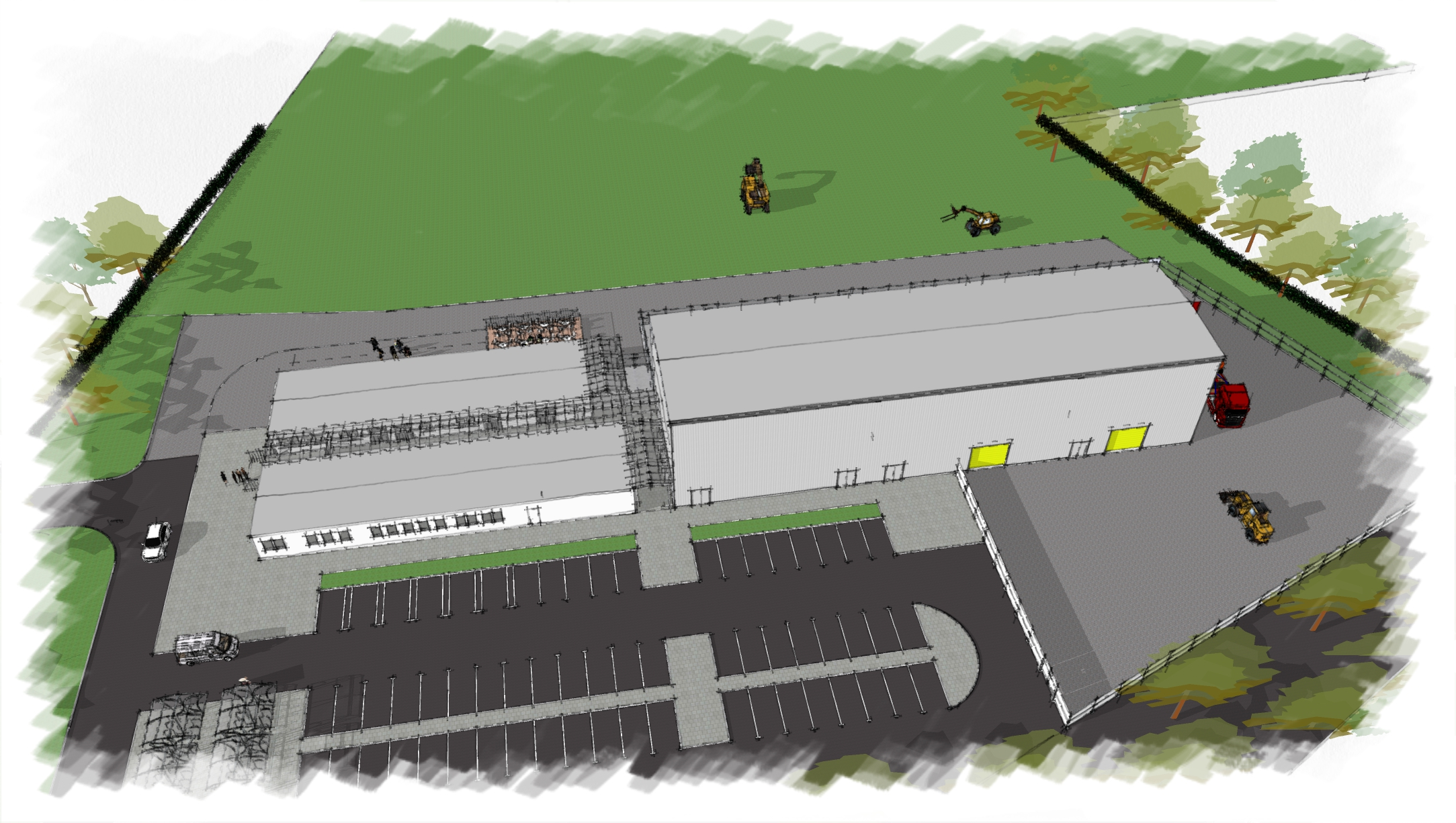 Aerial Concept of Construction Centre