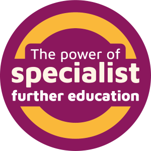 Badge that reads: The power of specialist Further Education