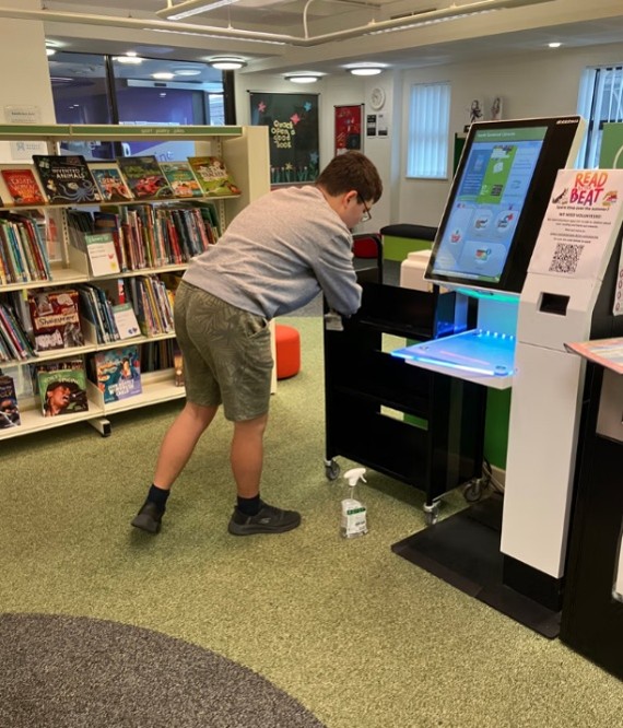 Student working at Weston Library