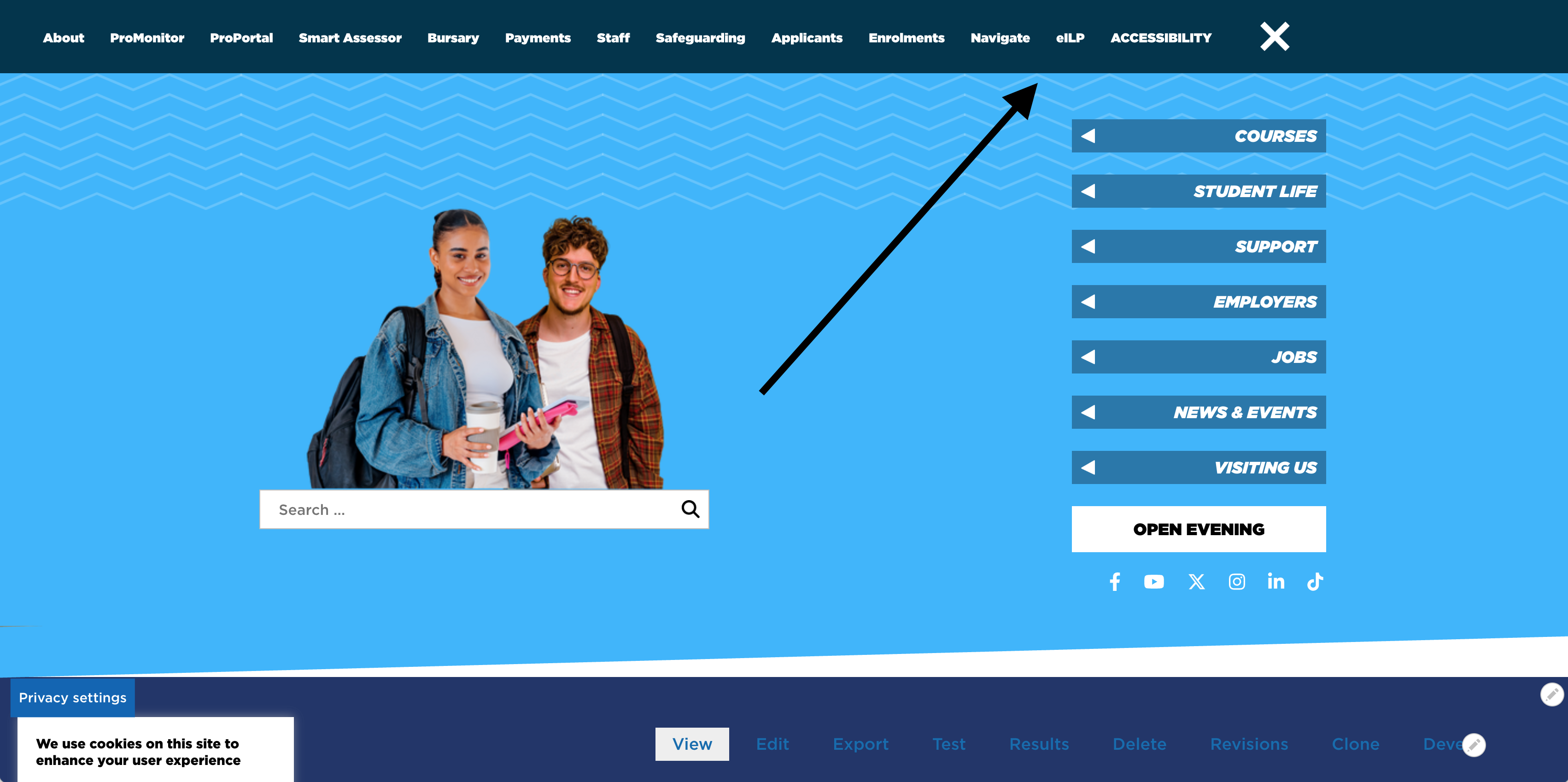 an arrow pointing to elip