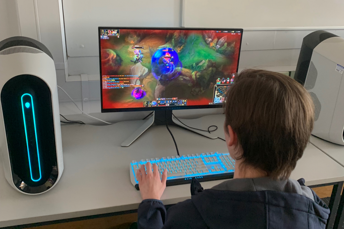 Esports learners on their computers
