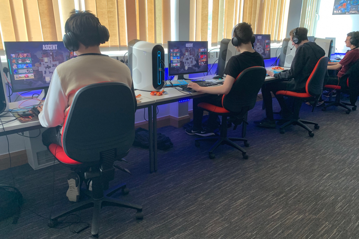Esports learners on their computers