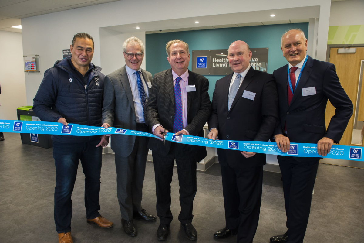 Sir Paul Phillips and others cut tape to open health and active living centre
