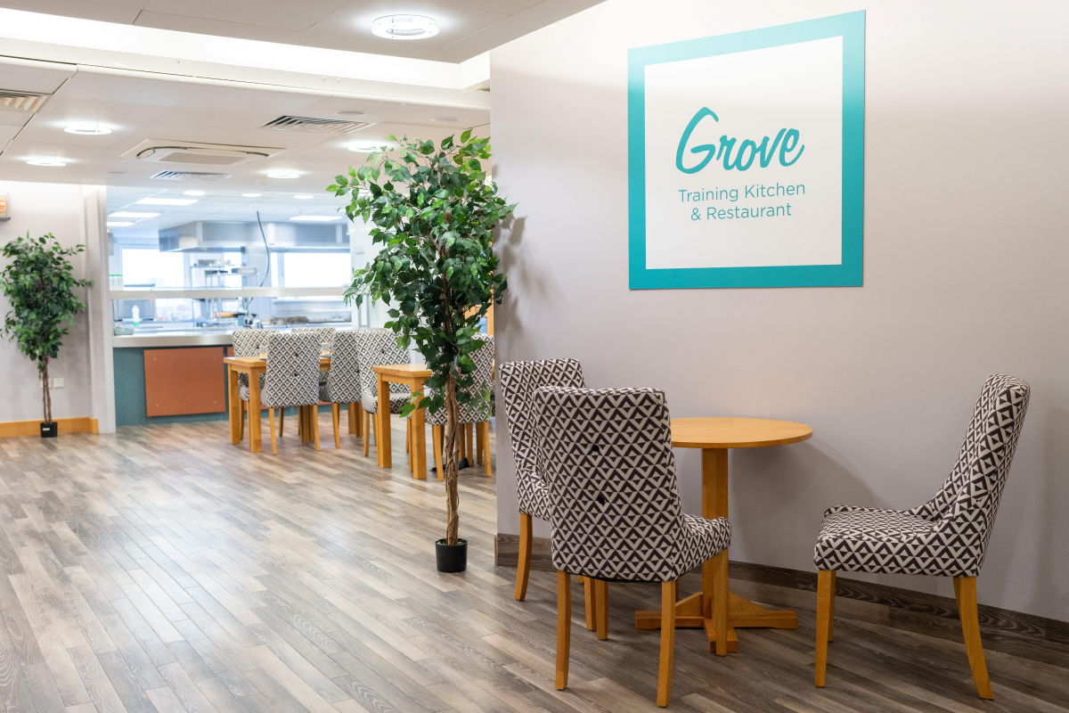 the grove training restaurant, overview of dining area   