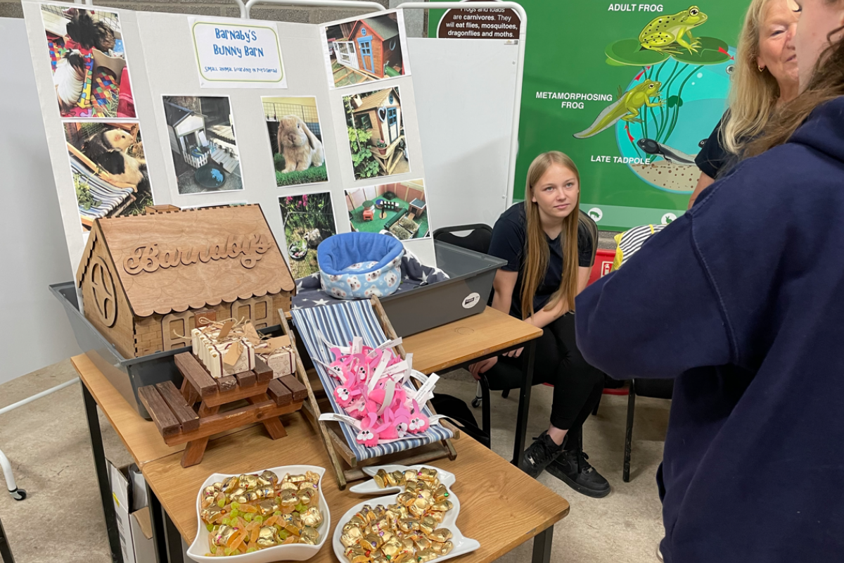 Students talking to employers 