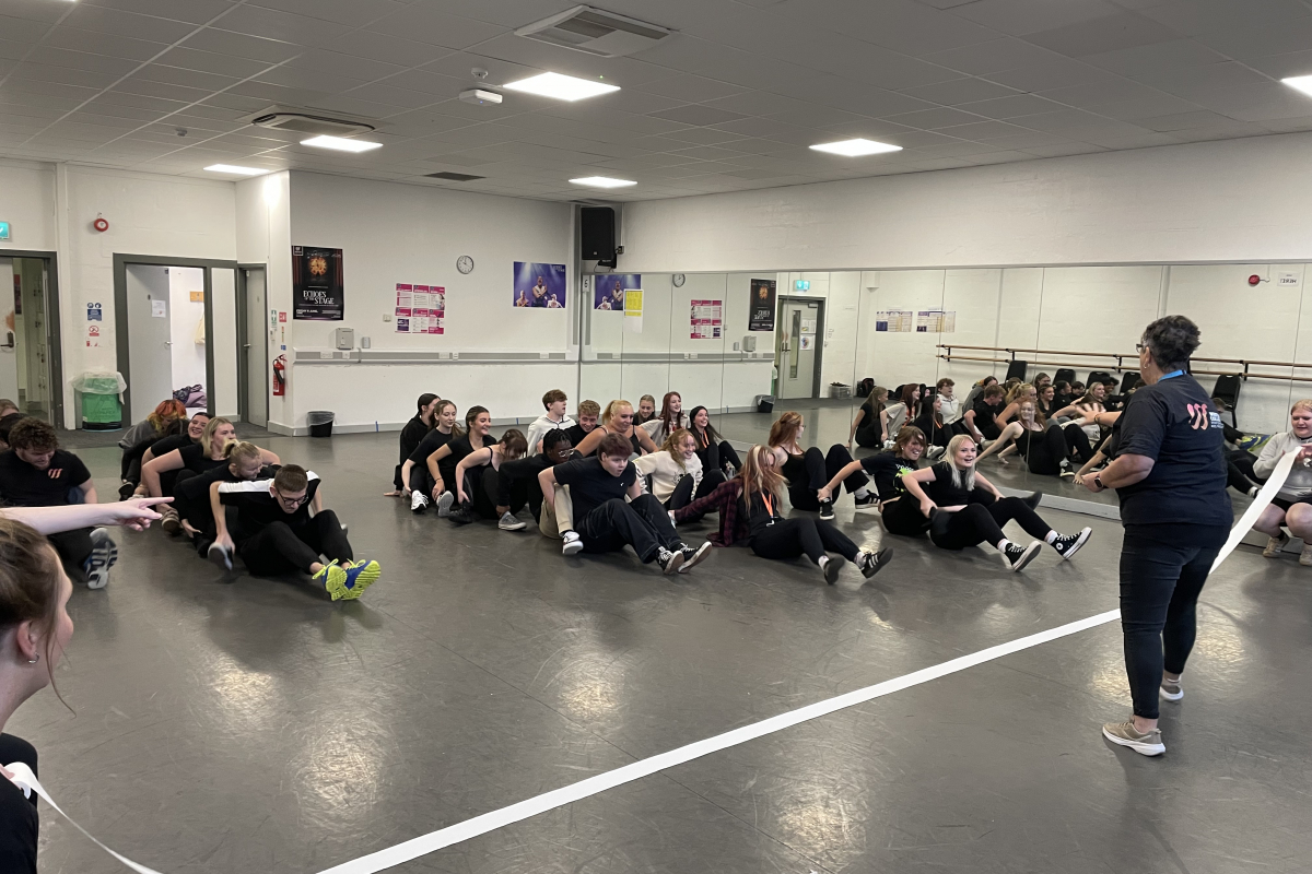Performing Arts students playing ice breaker games
