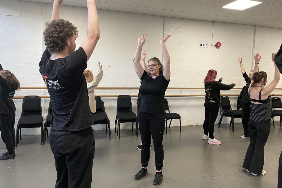 Performing Arts students playing ice breaker games