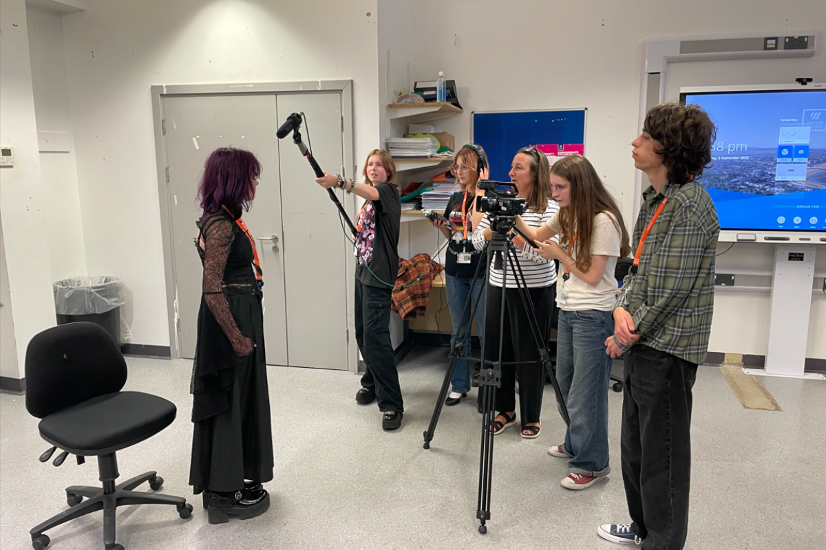 Media students interviewing each other 