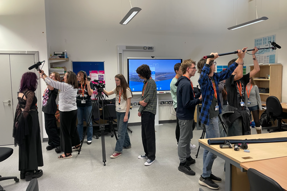 Media students interviewing each other 