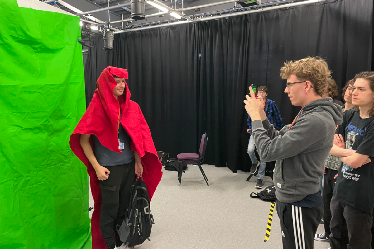 Media students practicing retelling Little Red Riding Hood 