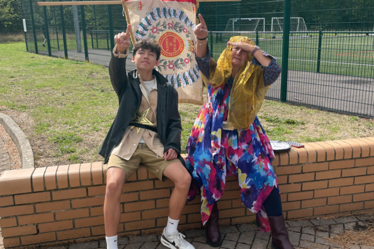 Media students practicing retelling Rapunzel 