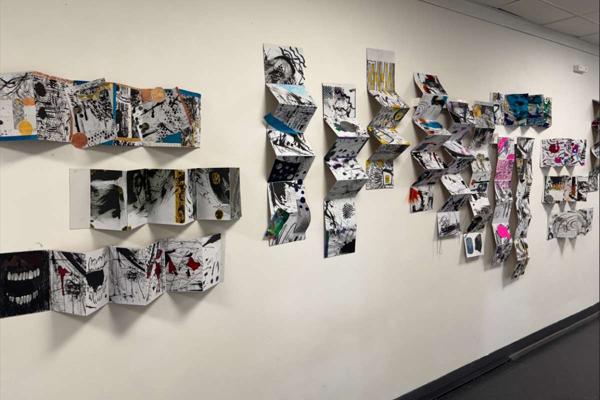 Art & Design students prints on the wall 