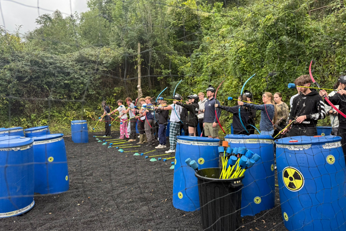Students doing archery