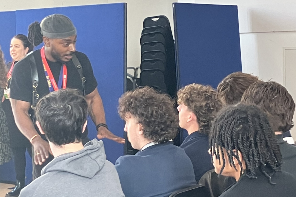 St Giles Talking to Learners in front row