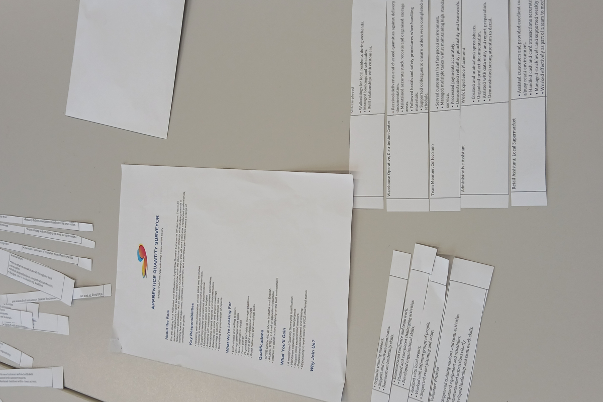 Worksheets for CV workshop