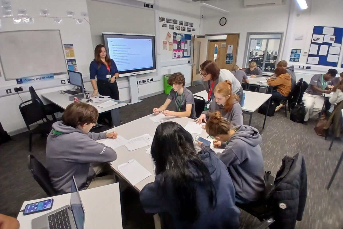 Students sat listening to MD Group CV workshop