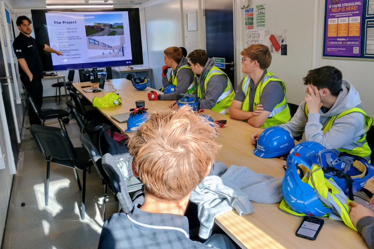 Students on site visit to new SEND school