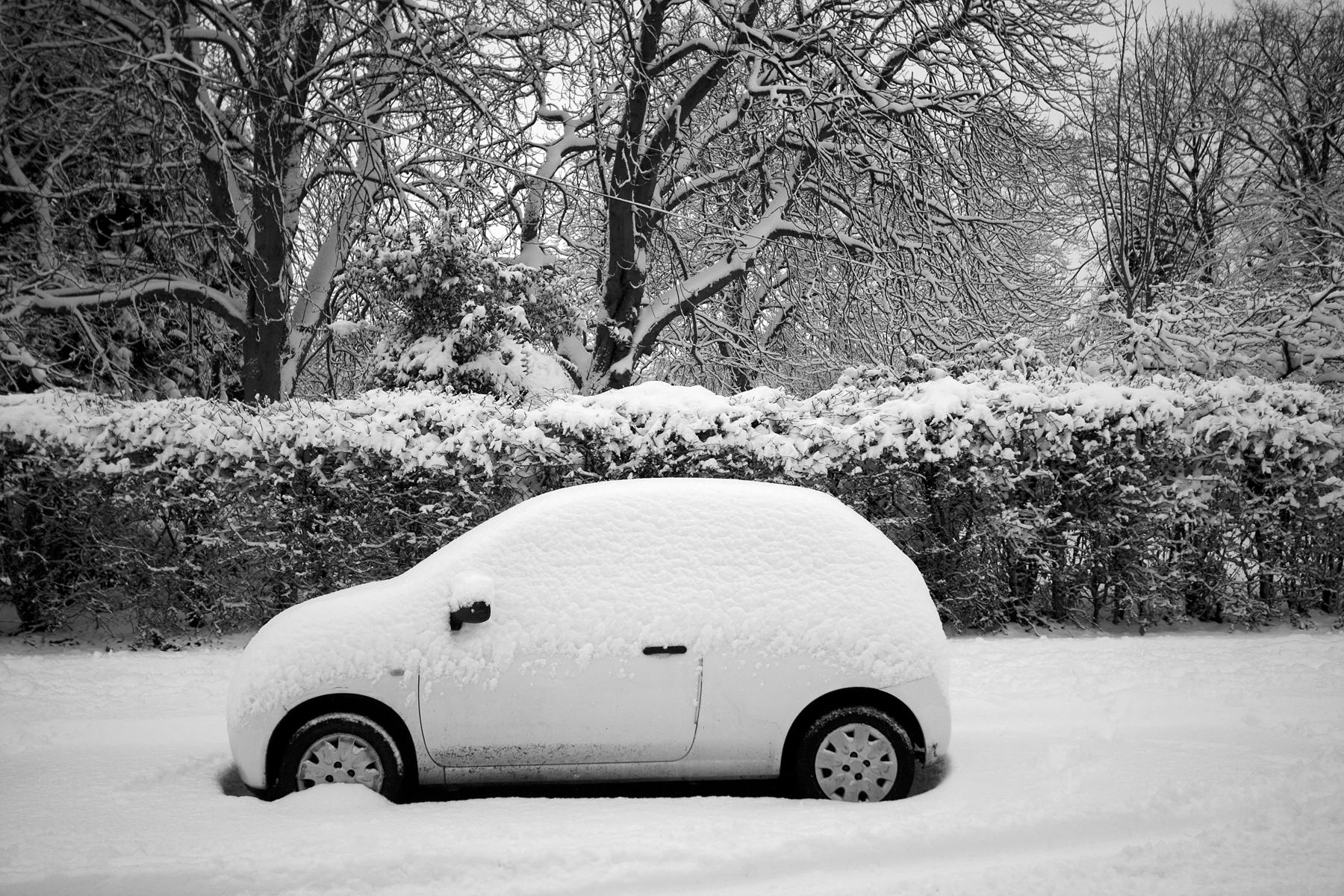 Car in snow, Weston College