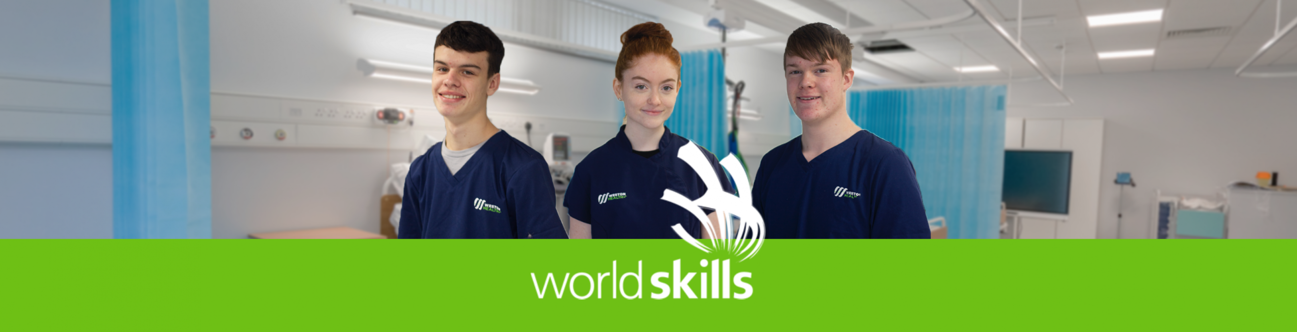 Health and Social care students posing in simulation ward in weston super mare