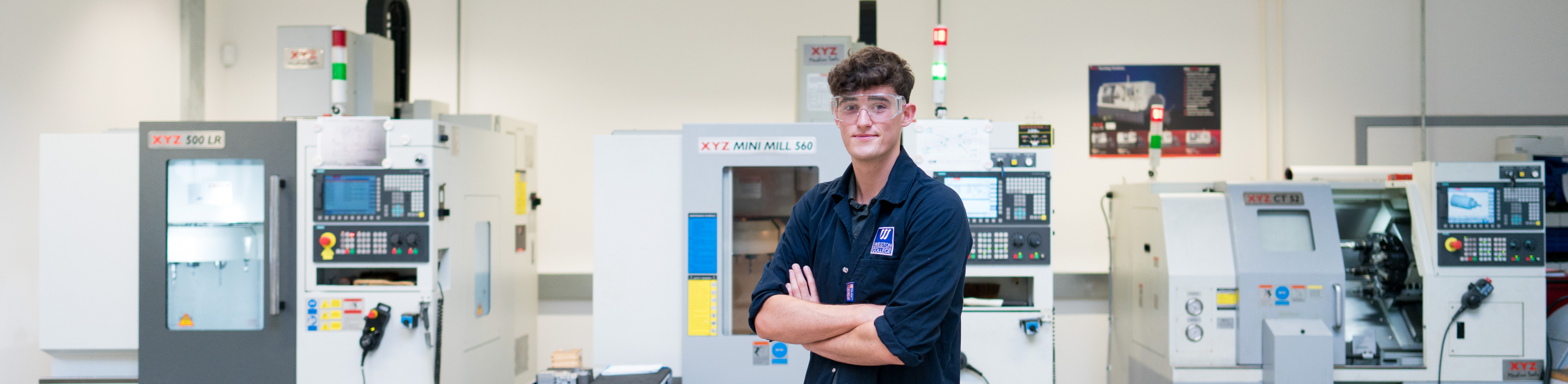 Owen Davies, engineering student in workshop